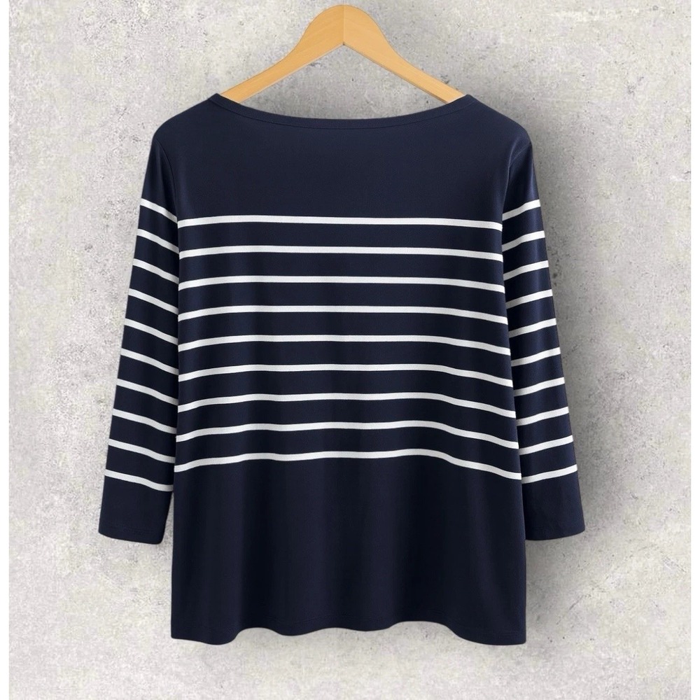 Joie Pima Cotton Modal Soft Stretch Knit Tee Top Black Ivory Stripes Size Large